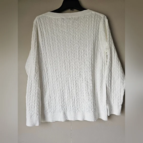 Tommy Hilfiger White Cable Knit Sweater - Picture 7 of 16